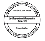 Zertifizierter Immobiliengutachter DIAZert (LS) Zertifiziert für die Marktwertermittlung von Standardimmobilien DIN En ISO/IEC 17024